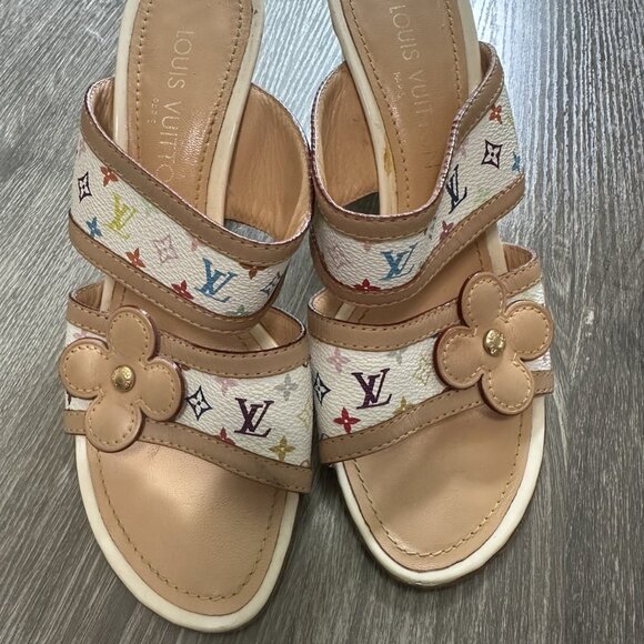 Louis Vuitton Sandals Murakami Monogram Double Strap 38.5 - Picture 1 of 6